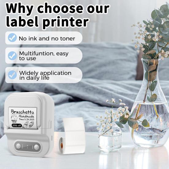 Label Maker Machine Portable Thermal Label Printer Bluetooth-compatible Mini Label Printer with Tape for Small Business Home School Barcode Address