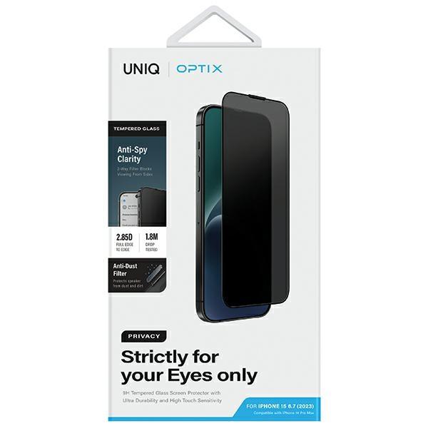 Uniq Optix Privacy iPhone 15 Plus 6.7 / 14 Pro Max 6.7 Prywatność Szkło Hartowane Z Aplikatorem