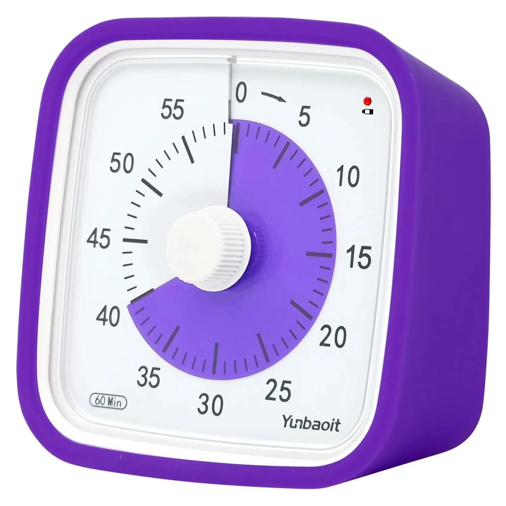 Yunbaoit Upgraded Visual Timer with Protective Case 60 Minute Silent Countdown Timer for Kids and Adults Kitchen Tools