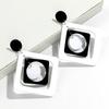 Vintage Acrylic Geometric Drop Earrings for Women Classic Statement Black White Square Round Big Earring Trendy Jewelry Gifts