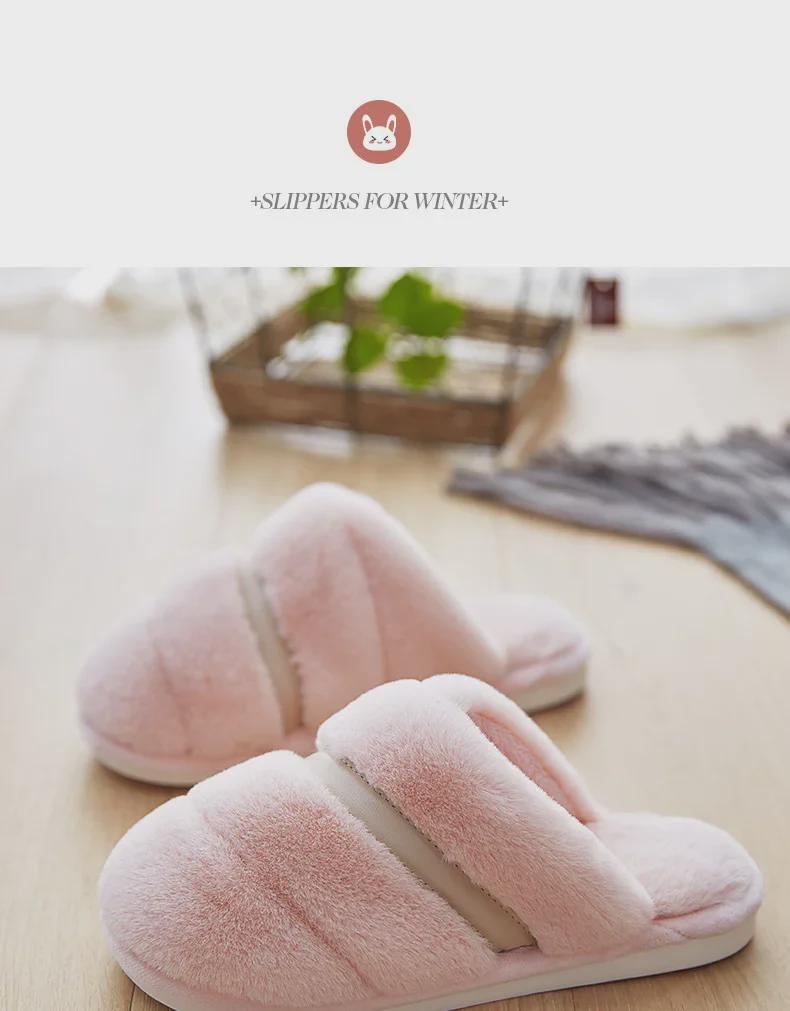 Plush Indoor Slippers: Warm, Non-slip Cotton Shoes for Men & Women - Perfect for Autumn & Winter