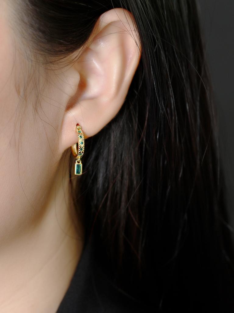 Fashion Jewelry Gold Plated 925 Sterling Silver Geometric Drop Hoop Earrings for Women Wedding Birthday Mother's Day Gift
