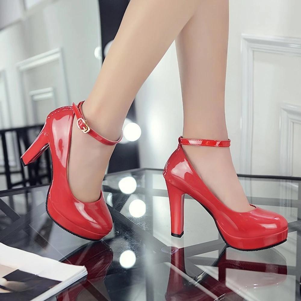 Fashion Women's Black High Heels Spring Casual Shoes Women's High Heels Solid Color Wedge Shoes Plus Size High Heels Size 34-40