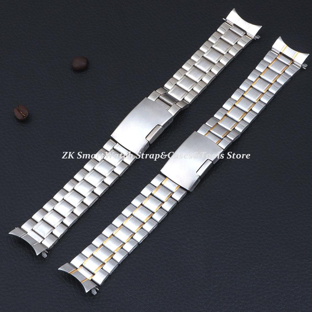 20mm 22mm Watch Straps Steel Metal Watch Bands Curved Arc End Bracelet Waterproof Diving Replacement Wristband Belt Accessories
