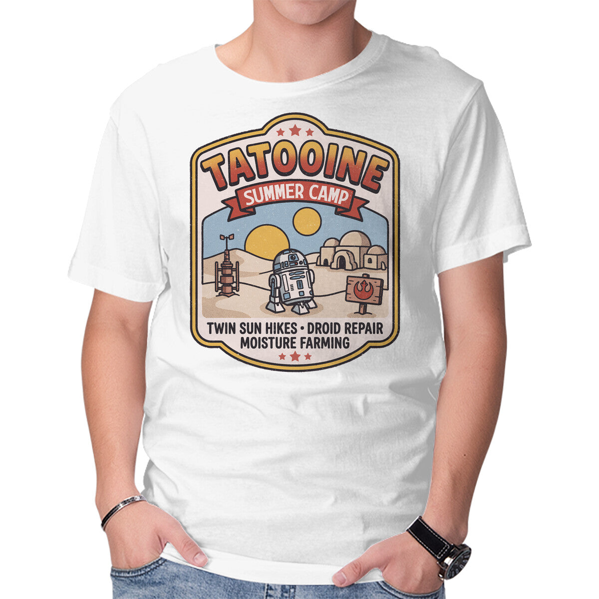 Unisex Crew Neck T-Shirt Tatooine Summer Camp Graphic Short Sleeve Casual Tee XXL
