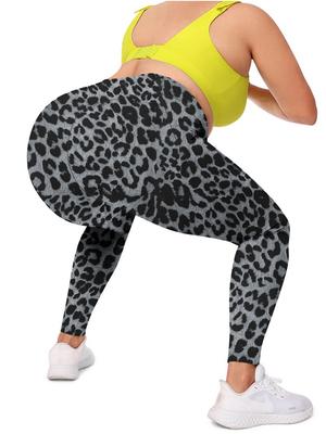 Plus Size Yoga Pants with Leopard Print High-waisted Sexy Running Sports Tight-fitting Pants for Women with Butt-lifting Sweat-wicking Base Layers.