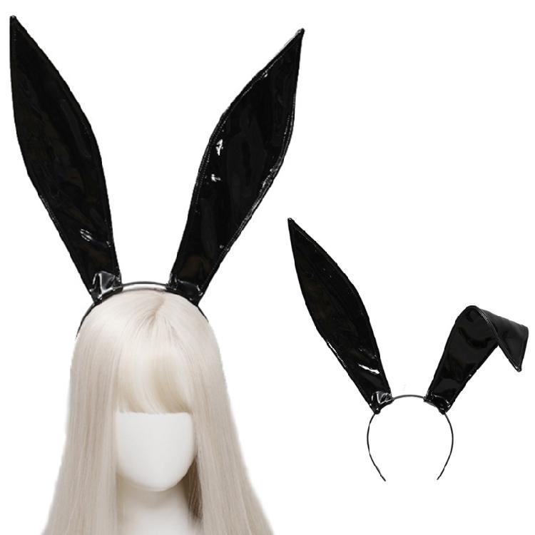Fascia con Orecchie da Coniglio in Pelle Morbida Copricapo di Halloween Accessori per Capelli Fatti a Mano