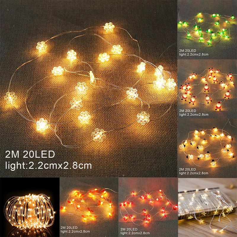 20led Hanging 2m Christmas Lights Snowflake Candy Cane Xmas Tree Powered Battery