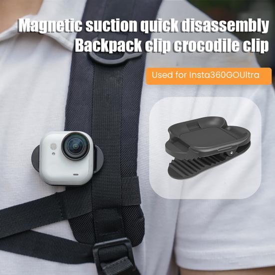 Magnetische Rucksack-Klammerhalterung für Insta360 GO Ultra Freihändige Schnellverschluss-Action-Kamera-Halterung Sportkamera-Zubehör