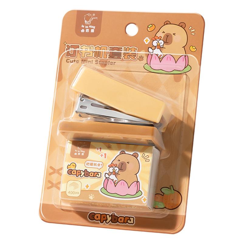 

Capybara and Panda Stapler 400pcs 24/6 Staples Set Cartoon Design Portable Binder Office Binding Tools School