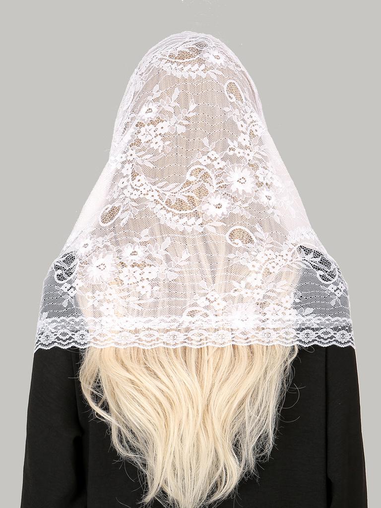 New Embroidered Floral Scarf Church Shawl Christian Veil Spanish Mantilla Lace Shawl Floral Women Handkerchief Headscarf Wraps