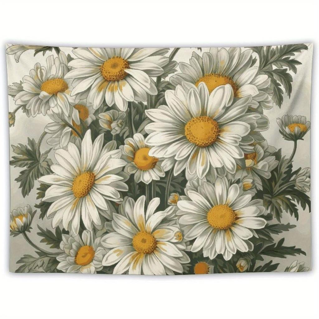 1pc Watercolor Daisy Tapestry Wall Hanging - Polyester Fabric, Machine Washable, Great for Bedroom Dorm Living Room Decoration