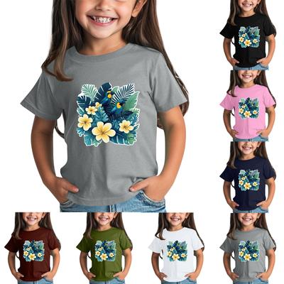 Children's Fashion Daily Printed Round Neck Short Sleeved Casual T-shirt Top