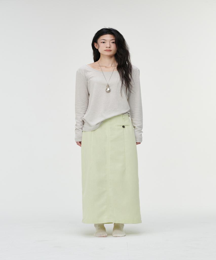 Kkalos Summer Tweed Raw-Edge Skirt, Lime