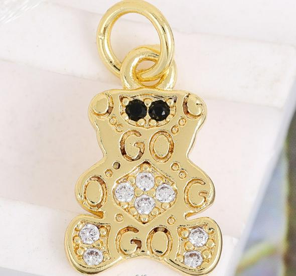 Women's Gold-Plated Bear Necklace with Zircon and Titanium Steel Clavicle Chain