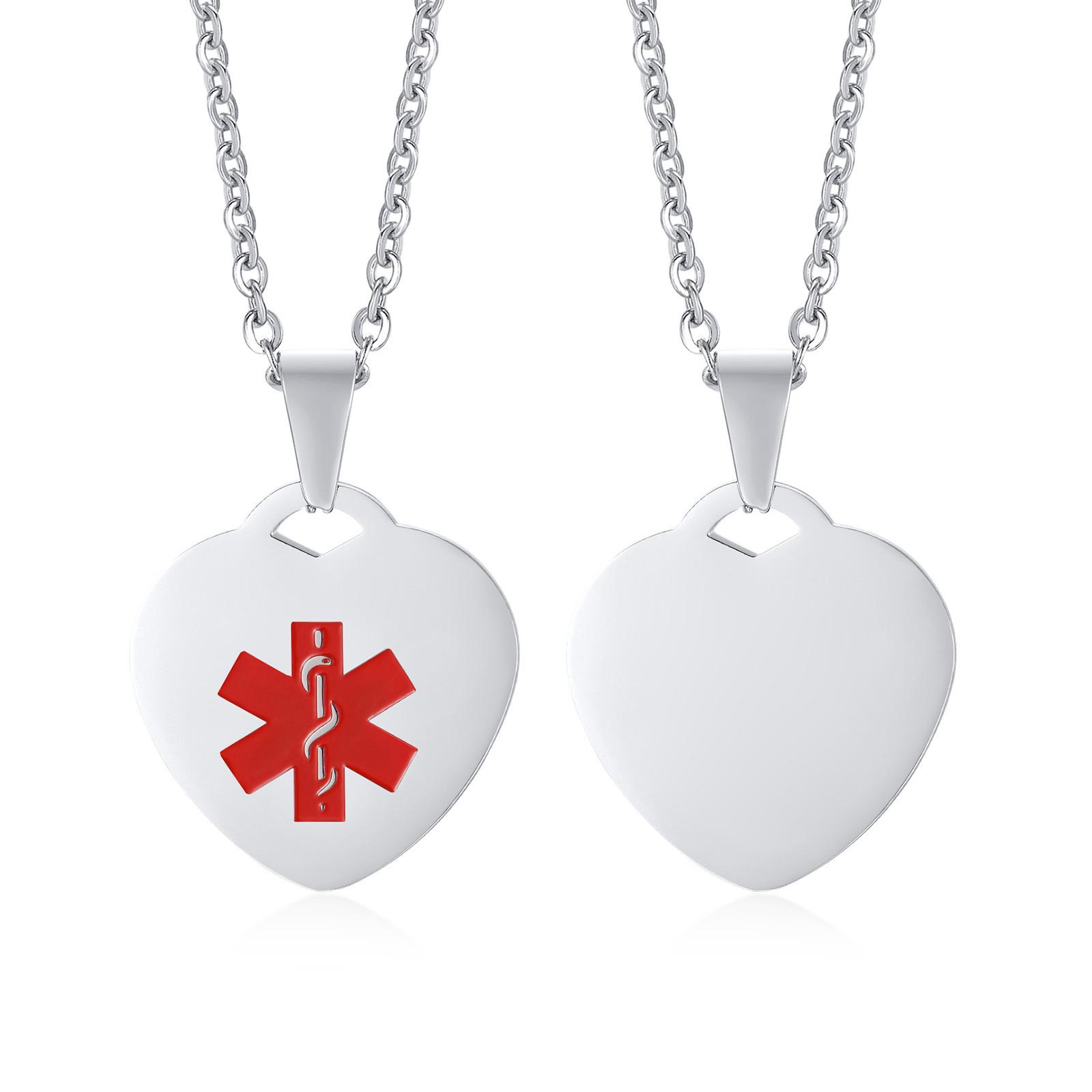 Vnox (Free Engrave Back) Medical Necklace for Women Men,Custom Stainless Steel ID Tag,Emergency Contact Disease Collar 24 Chain Note info to seller