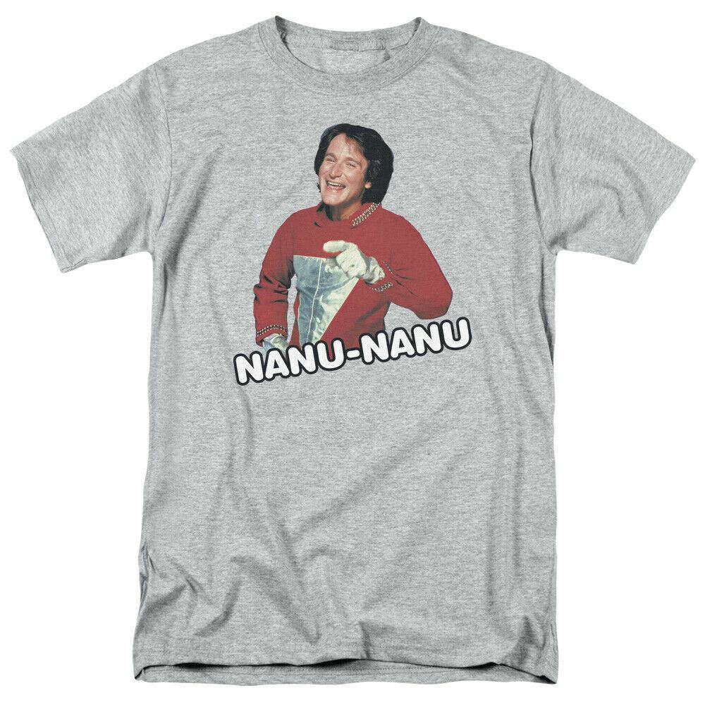 Mork and Mindy Catchphrase T Shirt Mens Licensed Classic TV Show Sport Grey M