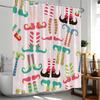 Christmas Cartoon Shower Curtain Santa Claus Xmas Tree Elk Snowflake Merry Christmas Bathtub Decor Polyester Fabric Bath Curtain