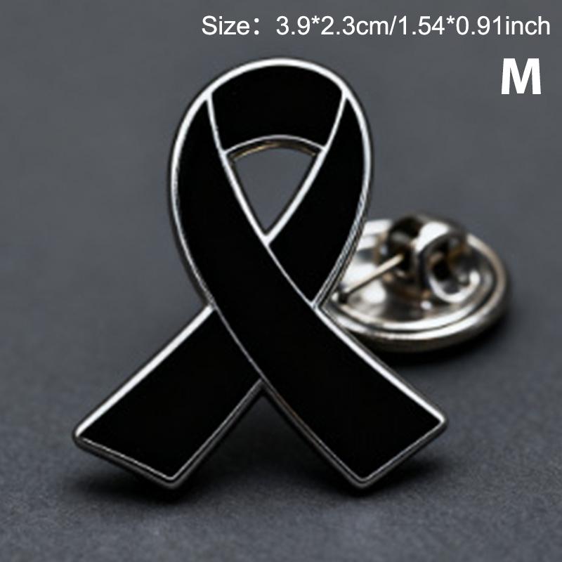 Remembrance Memorial Mourning Lung Cancer Emphysema Awareness Black Ribbon Pin Brooch Funeral Memorial Brooch Decorations