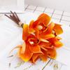 6 Stems Faux Orchid Decor Iron Wire Stem Silk Orchid Decorations Fake Orchid Bouquet  For Weddings