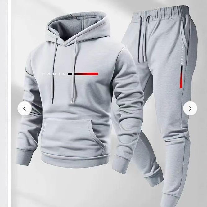 2025 Men's Logo Pullover Hoodie & Pants Set - Long Sleeve, Loose Fit