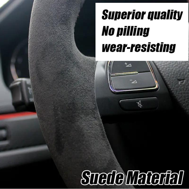 DIY Soft Suede Car Steering-Wheel Cover Wrap For BMW E46 E39 325i E53 X5 Auto Interior Accessories