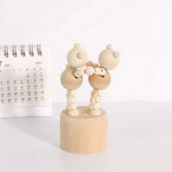 Wooden Finger Puppet Toy Cartoon Mini Desktop Movable Elephant Tiger Dog Puppet Figurine for DIY Crafts Home Party Decoration