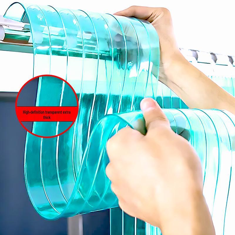 Clear PVC Door Curtain - All-Season Windproof & Insulated Partition for Homes & Shops