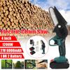 1200W Mini 4 Inches Rechargeable Electric Chain Saw with 1/2 Lithium-ion Battery Woodworking Pruning One-handed Saw Garden Tool