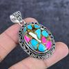 Natural Cotton Candy Turquoise 925 Sterling Silver Jewelry Pendant 2.17" ETC-14009