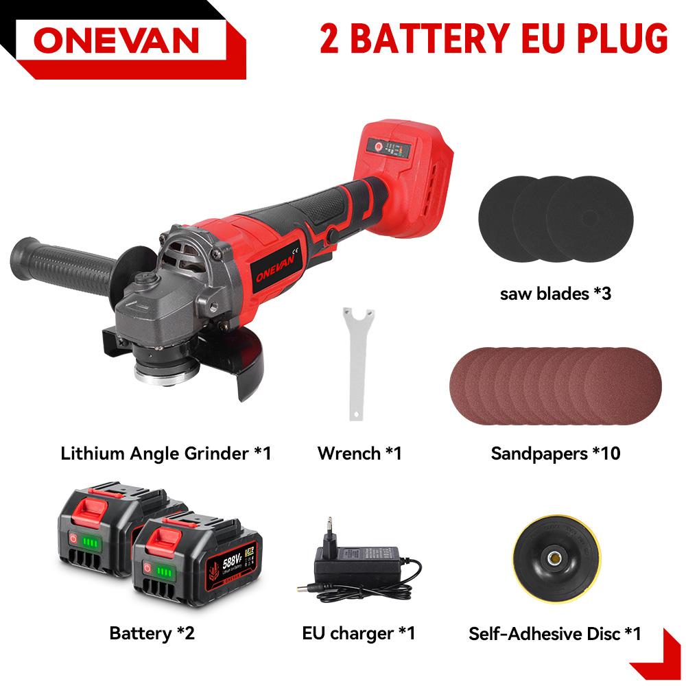 ONEVAN 125MM Brushless Electric Angle Grinder 2in1 Polishing  M14 Cutter Metal Wood Power Tool For Makita 18V Battery Pin
