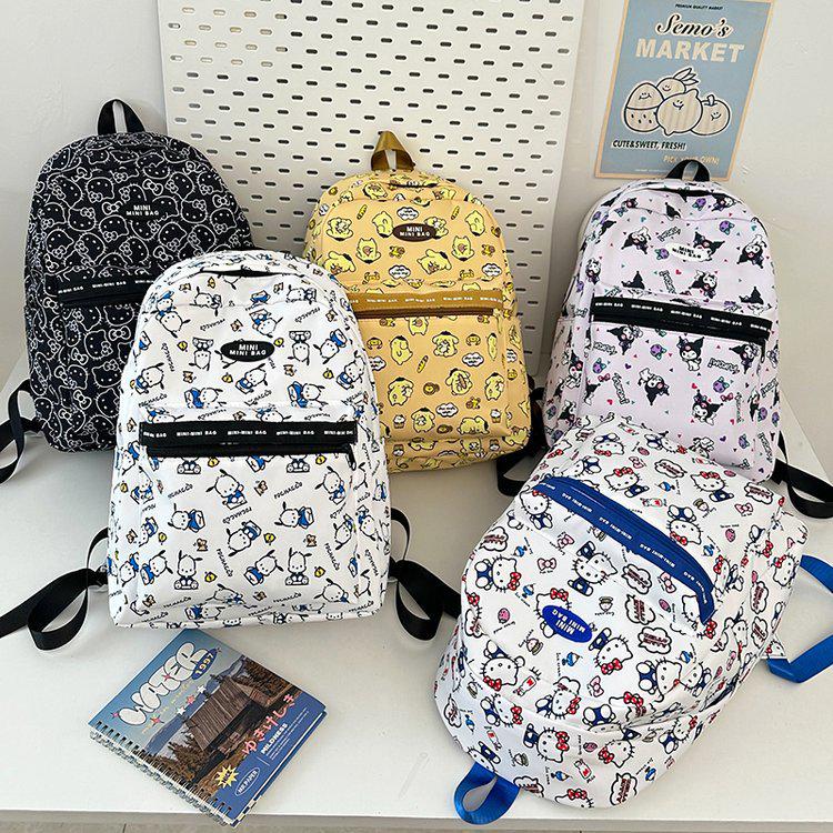 Hello Kitty Double Shoulder Backpack for Students - Cute Cartoon Design for Middle & High School Travel & Campus Outings.