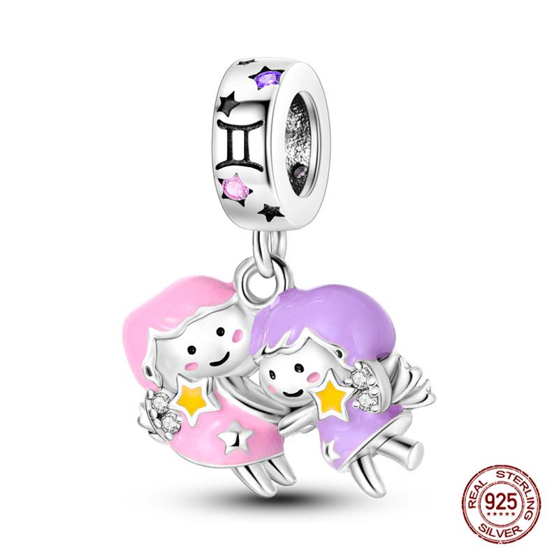 Copper Purple Series Pony Bear Butterfly Shape Charm Beads For 3Mm Original Bracelet Diy Women Jewelry Gift