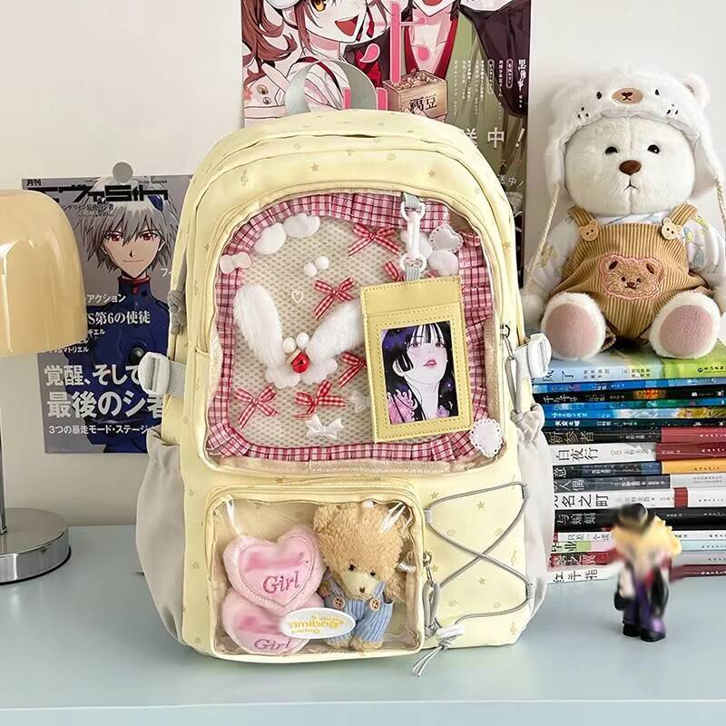 New Y2K Cute Ita Backpack Large Capacity Commute Rucksack Girl Transparent DIY Display Knapsack Outdoor Fashion Travel Schoolbag