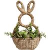 Bunny Basket Hanging Wall Pocket Spring Decor - Hand Woven Wicker Easter Basket - Bunny Hanging Ornament