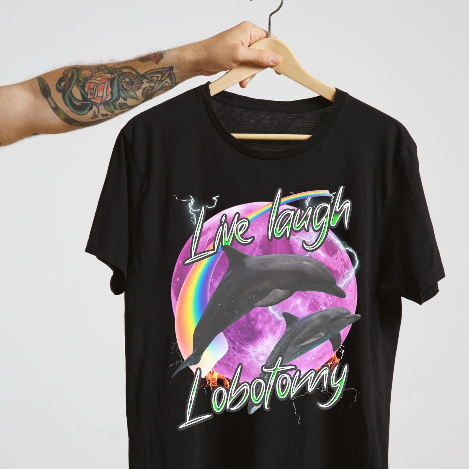 Funny Dolphin Meme T-Shirt: Ironic Weirdcore Tee 2XL