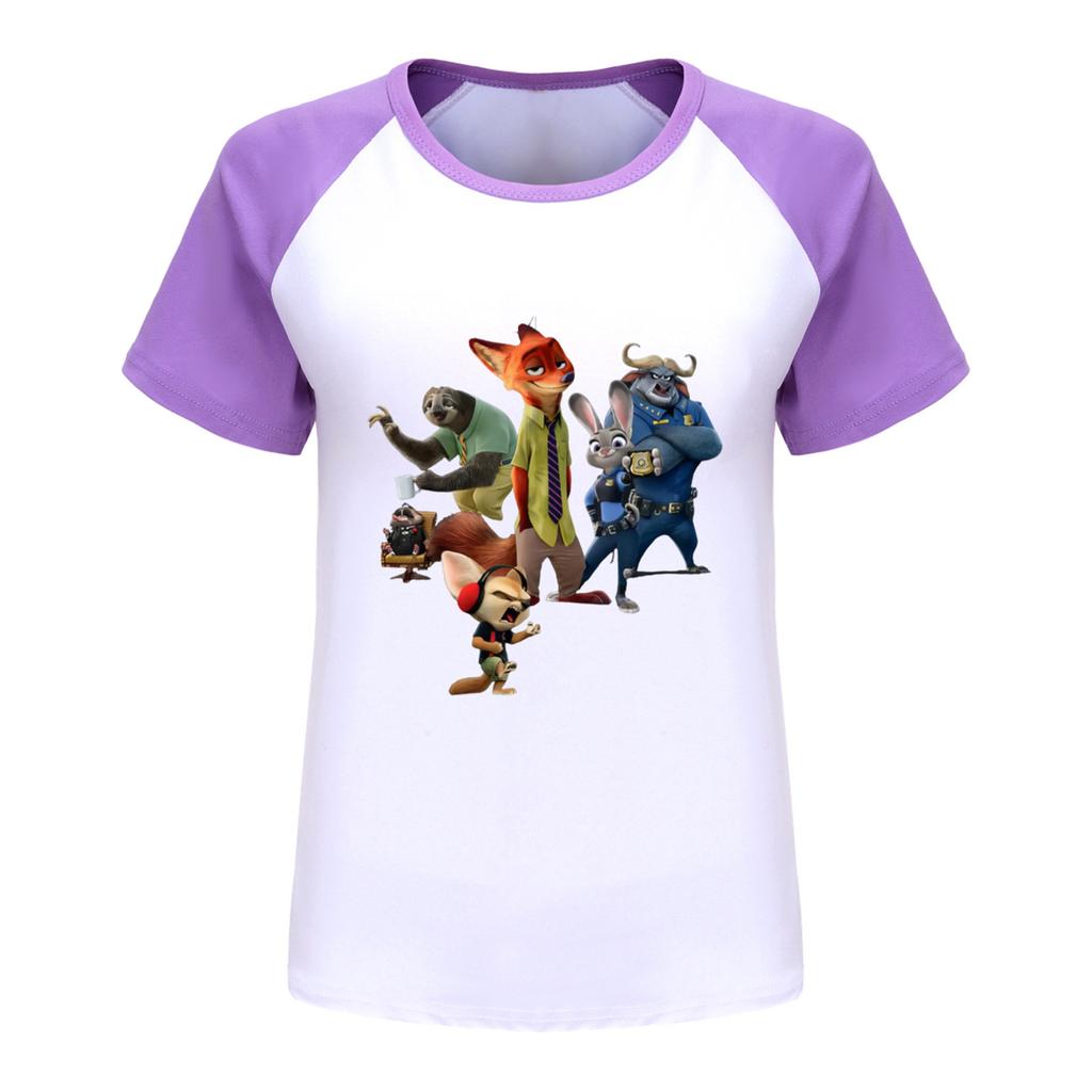 Fashionable Round Neck Short Sleeve Work Clothes Printed Tops For KID Summer Tops