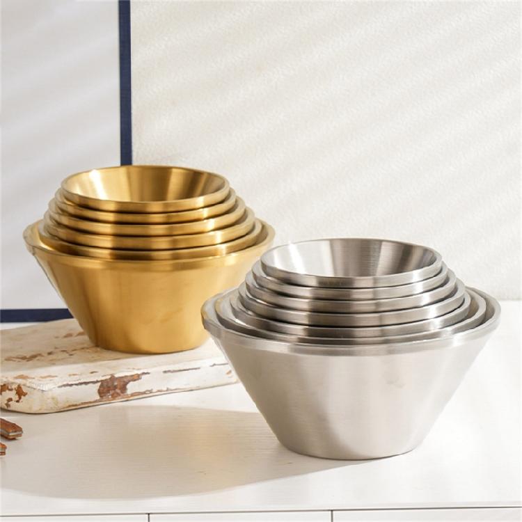Double Wall Insulated Metal Soup Bowl Kitchen Serving Bowl V Shape Mixing Salad Bowl Dessert Cups Food Container