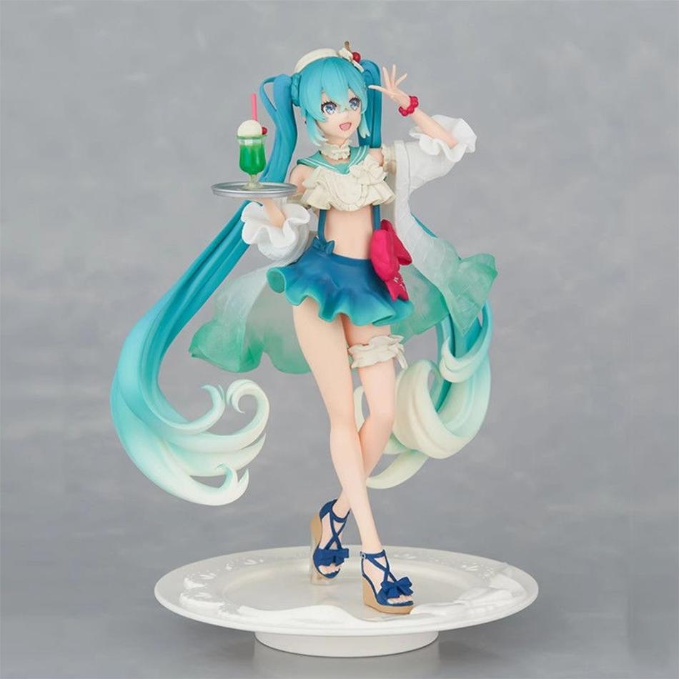 The Hatsune Miku figure Soda  cream dress The Props Desktop Decoration Collection PVC Model Toys Kids Gifts