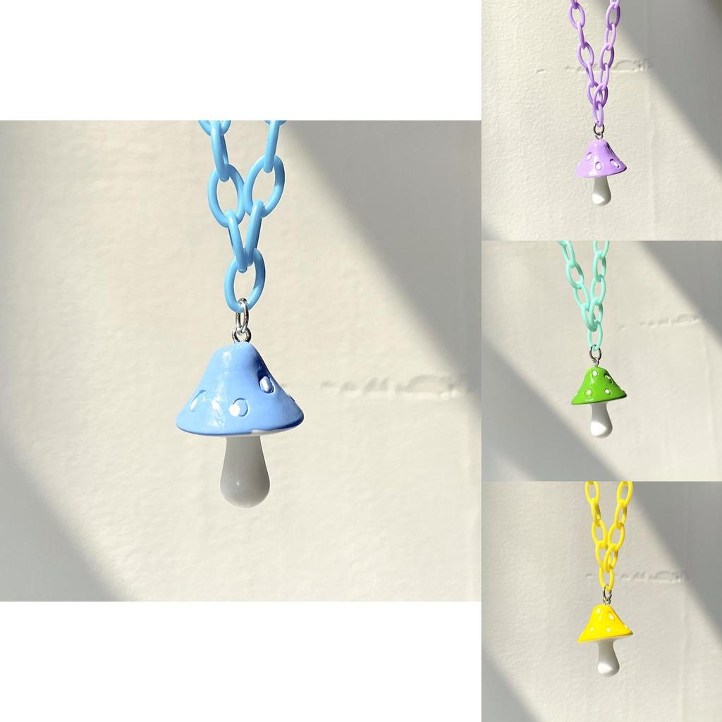 Colorful Resin Mushroom Necklace For Women Stunning Geometric Style Fashion Jewelry