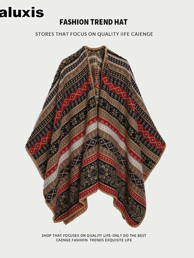 Card Salt Lake Tourism Oversized Fringe Shawl Women's Ethnic Style Thick Blanket