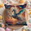 Rainbow Unicorn Cushion Cover Plush Fabric Soft Double-Sided Printed Sofa Warm Winter Home Gift Pillow Cover