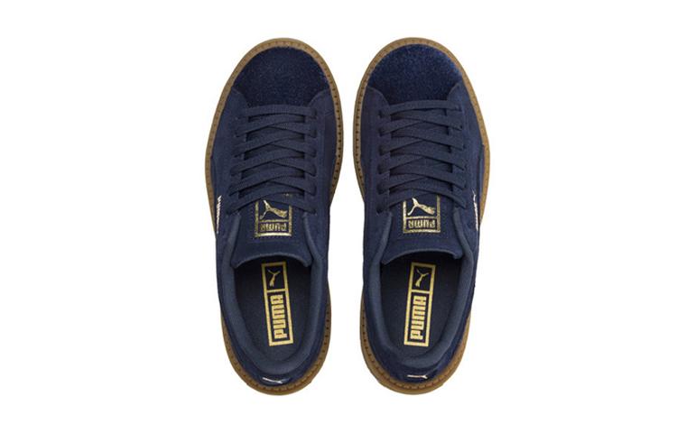 Puma Platform Trace Velor Platform Low Top Kids' Skateboarding Shoes Navy Blue Teenagers 366696-03