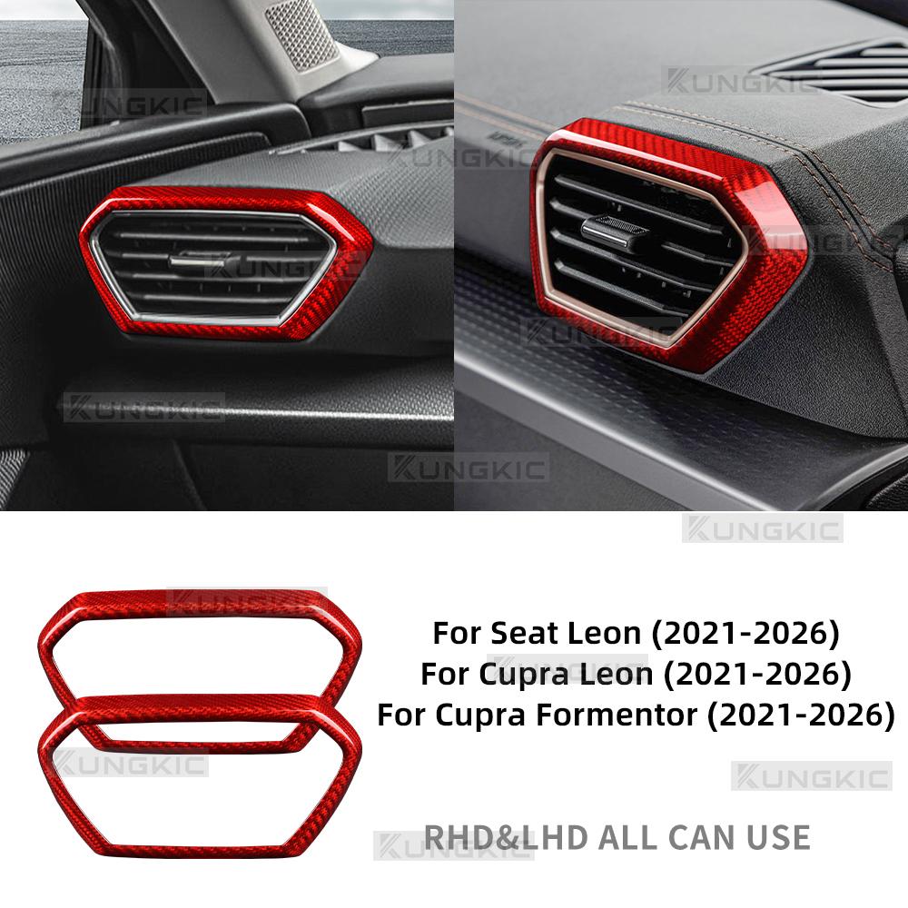 Echte Kohlefaser für Cupra Formentor/Cupra Leon/Seat Leon 2021-2023 2024 2025 2026 Lüftungsdüsen Rahmen Seite der Mittelkonsole