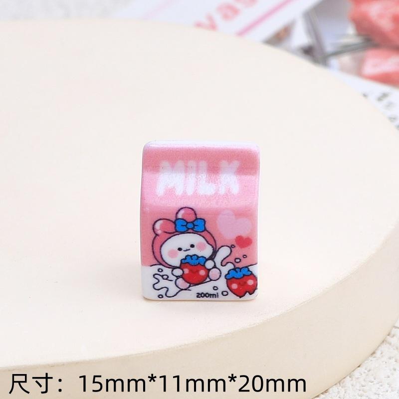 10Pcs Models Resin Cute Cartoon 3D Animal Milk Box Series Scrapbook Diy Jewelry Hair Clips Phone Case Ornament Accessories A20
