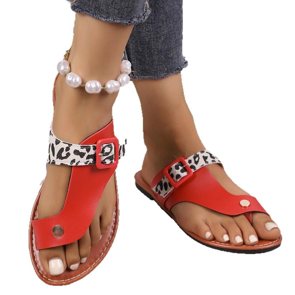 Fashion Women Slippers Summer Printed Flat Slippers Outdoor Beach Shoes Toe Loop Non Slip Open Toe Sandals Slides Women Zapatos