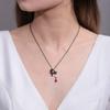 Freshwater Pearl Ruby Necklace Clavicle Chain Trendy Original Necklace 925 Silver Dark Style Skull Pendant for Women