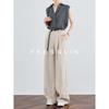 FAESSLIN Women's 100% Linen High-Waist Wide-Leg Pants