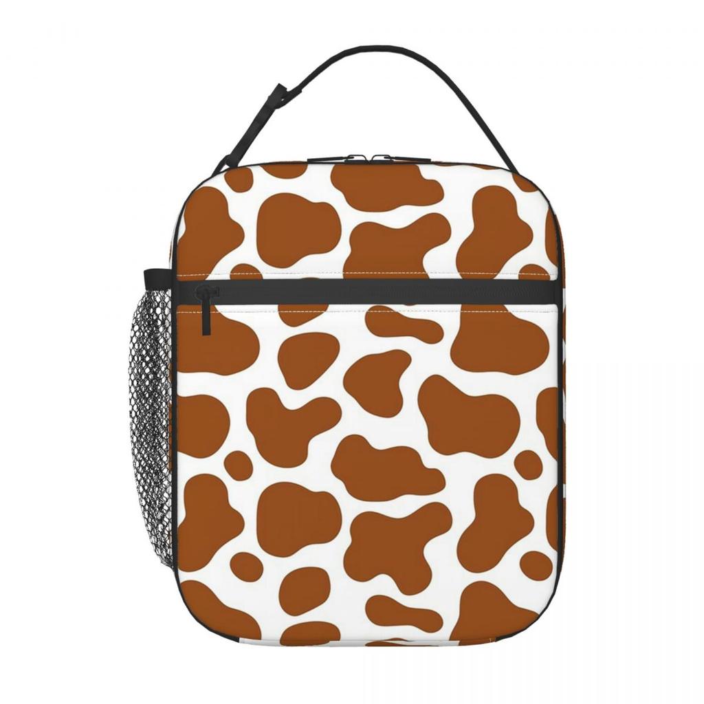 Cow Brown Spots Cute Cow Skin Pattern Insulated Lunch Bag for Women Kids Leakproof Food Boxes Thermal Lunch Box Tote
