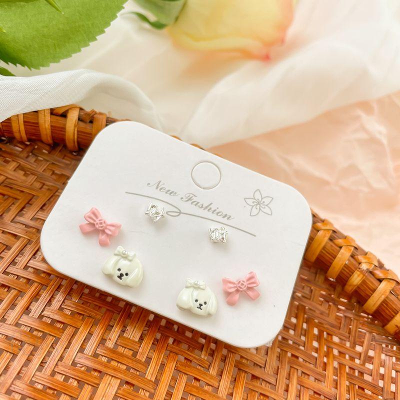 

Свежие и милые серебряные серьги-пусеты Женские маленькие нежные серьги 925 Простые мультяшные детские серьги-пусеты для козелка Уход за ушами Wangcai Snow Lion -47